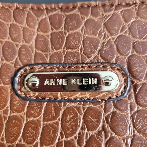 Anne Klein Faux Crocodile Brown Purse Handbag Chain Giraffe Block Safari Lining - Picture 12 of 12
